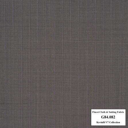 G84.082 Kevinlli V7 - Vải Suit 80% Wool - Xám họa tiết sọc